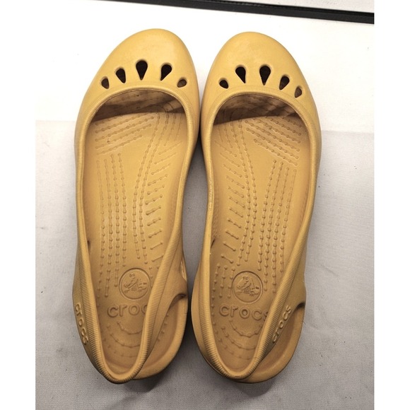 Crocs Malindi‎ Ballet Flats Mustard Yellow Shoes Comfort Lightweight Sz 7 #343 - Picture 3 of 10